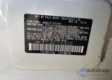 2015 Subaru Forester 2.5I Premium из США, поврежденный, VIN JF2SJADC3FH526120